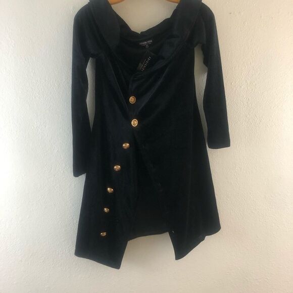 Fashion nova side button suave black velvet dress size M - Picture 2 of 7